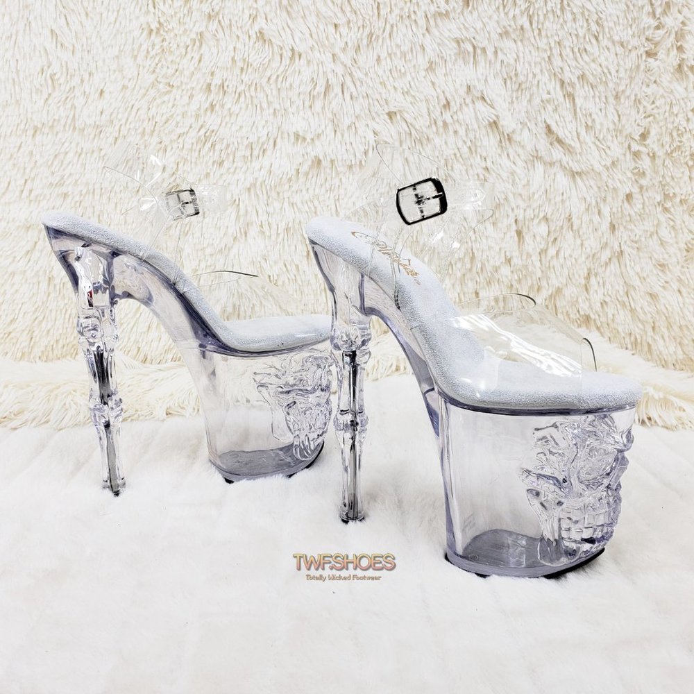 Rapture Clear Skull & Bones Platform 8" Heels - Picture 3 of 15